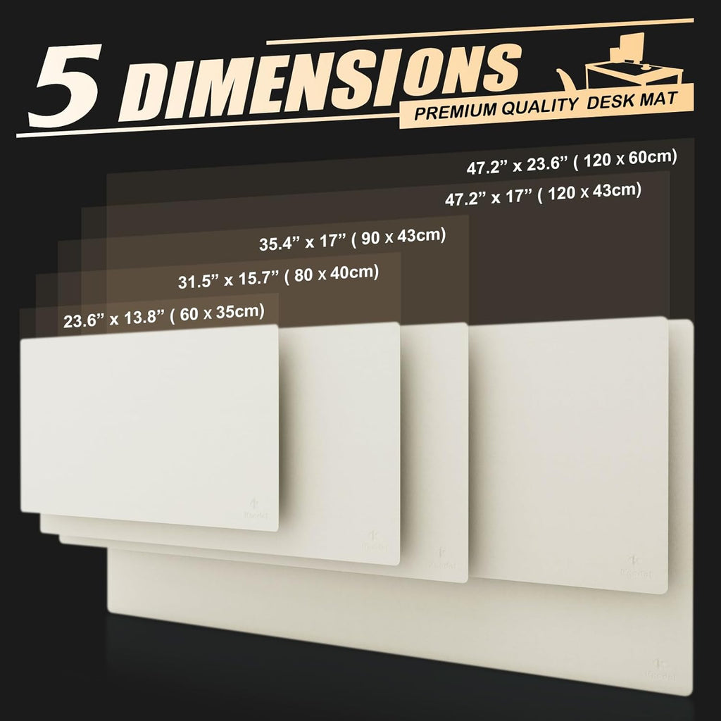 K KNODEL Large Office Leather Desk Mat, Mouse and Keyboard Pad, Computer and Laptop Mat, Desktop Protector and Cover, Writing Pad and Blotter (31.5"X15.7", White)