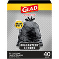 30-Gallon Quick Tie Extra Strong Heavy Duty Large Trash Bags, 40 Bags