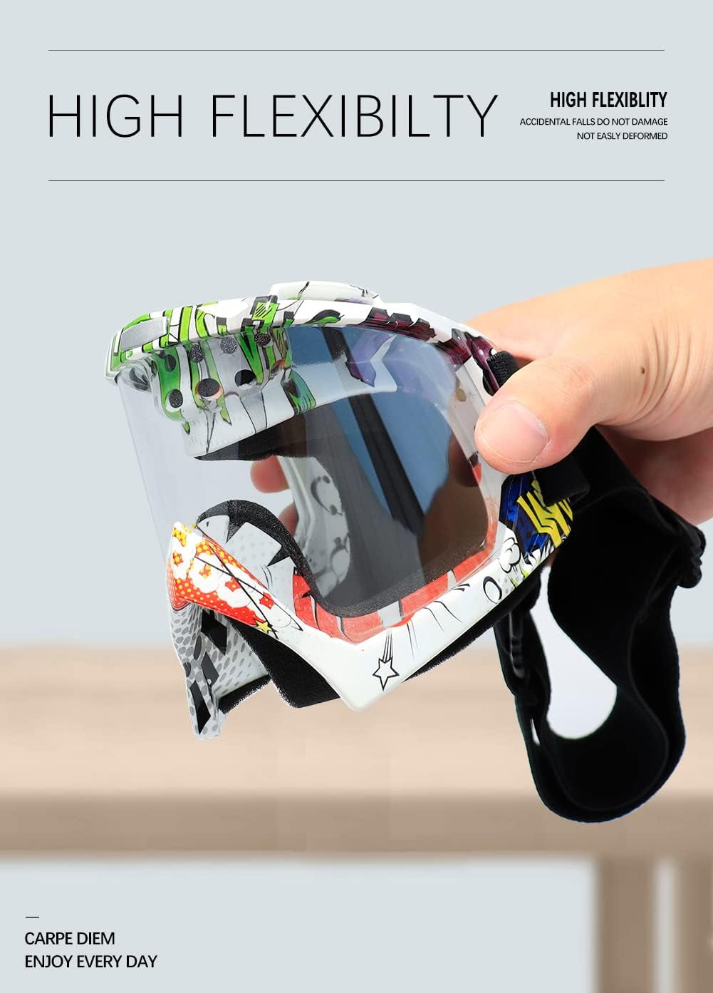 SPOSUNE Dirt Bike ATV Goggles UV400 Motorcycle Goggles for Men Women Youth Motocross Riding Goggles Windproof Dustproof
