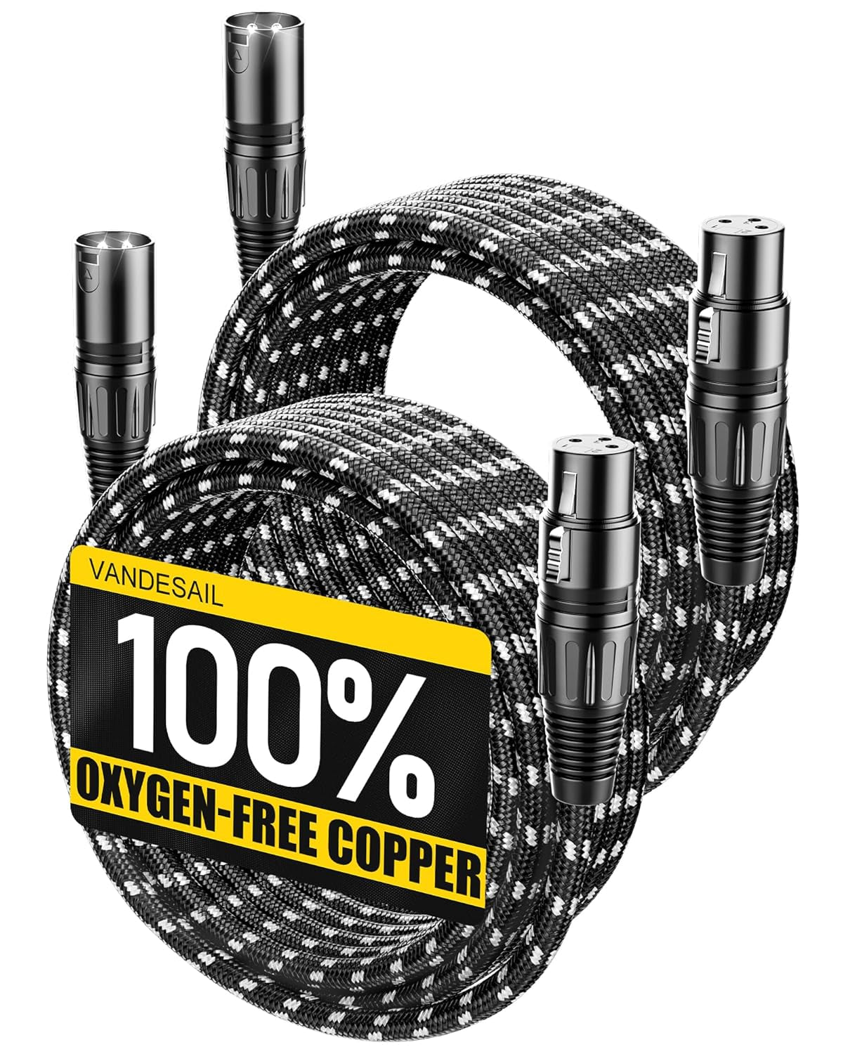 XLR Cables, 3Ft 2 Pack Microphone Cable, XLR Male to Female Balanced Microphone Cord 3 Pin, 3 Foot Short Mic Cord Oxygen-Free Copper (OFC) Nylon Braided