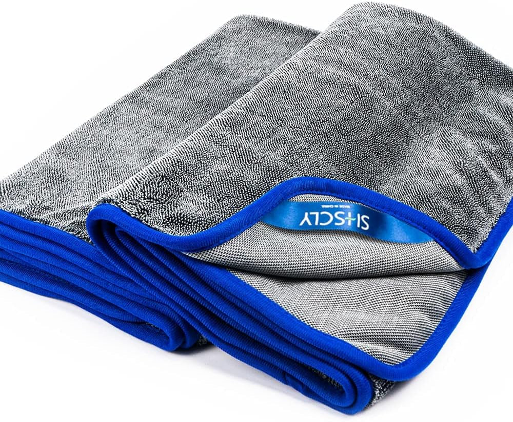 SHSCLY Microfiber Car Drying Towel Super Absorbent Twist Pile Car Towels Rapid Drying Large Cleaning Lint-Free Detailing Cloth Gray 20 X 24 Inches Pack of 2