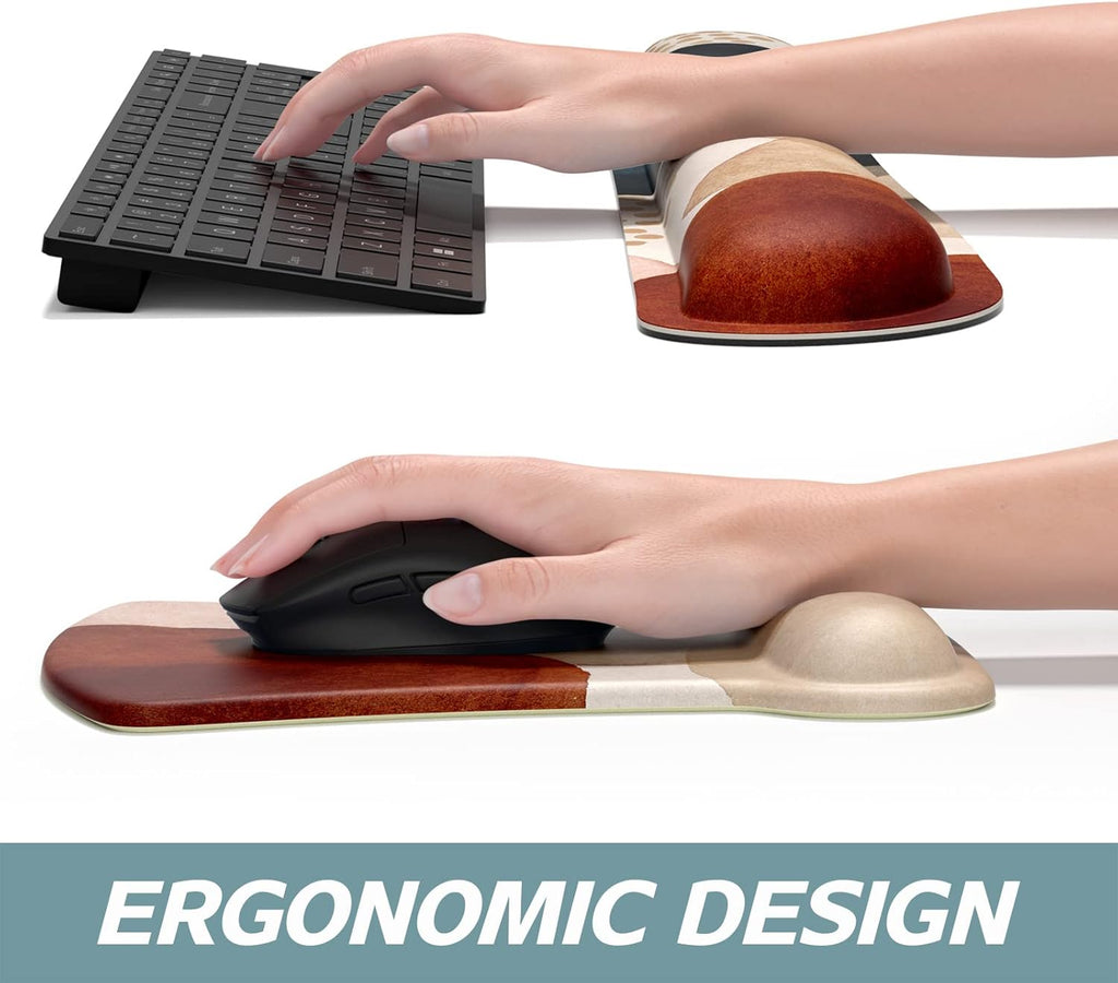 ITNRSIIET Mouse Pad Wrist Support Keyboard Wrist Rest Pad Ergonomic Mousepad Non-Slip Memory Foam Keyboard Pad Easy Typing Pain Relief Perfect for PC Laptop Gaming Office, Abstract Art Style