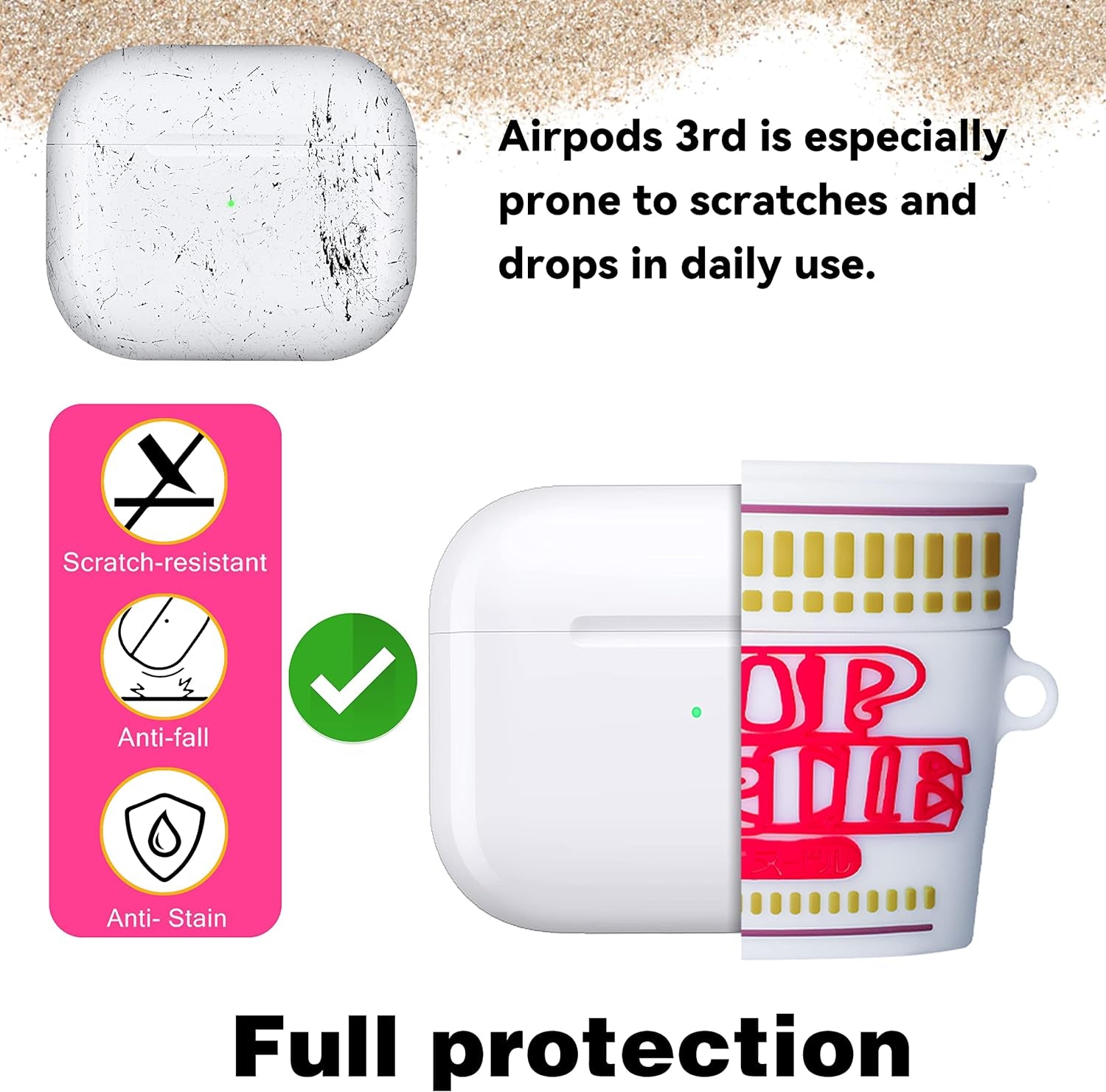 Mulafnxal Case for Airpods 3 3Rd Generation Cute Soft Silicone 3D Funny Fun for Air Pod 3 (2021) Cover Unique Fashion Food Design Skin Cartoon Cases (Cup Noodle)
