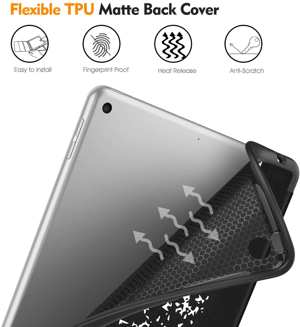 Fintie Slimshell Case for Ipad 9Th / 8Th / 7Th Generation (2021/2020/2019 Model) 10.2 Inch - [Built-In Pencil Holder] Soft TPU Protective Stand Back Cover, Auto Wake/Sleep, Composition Book Black