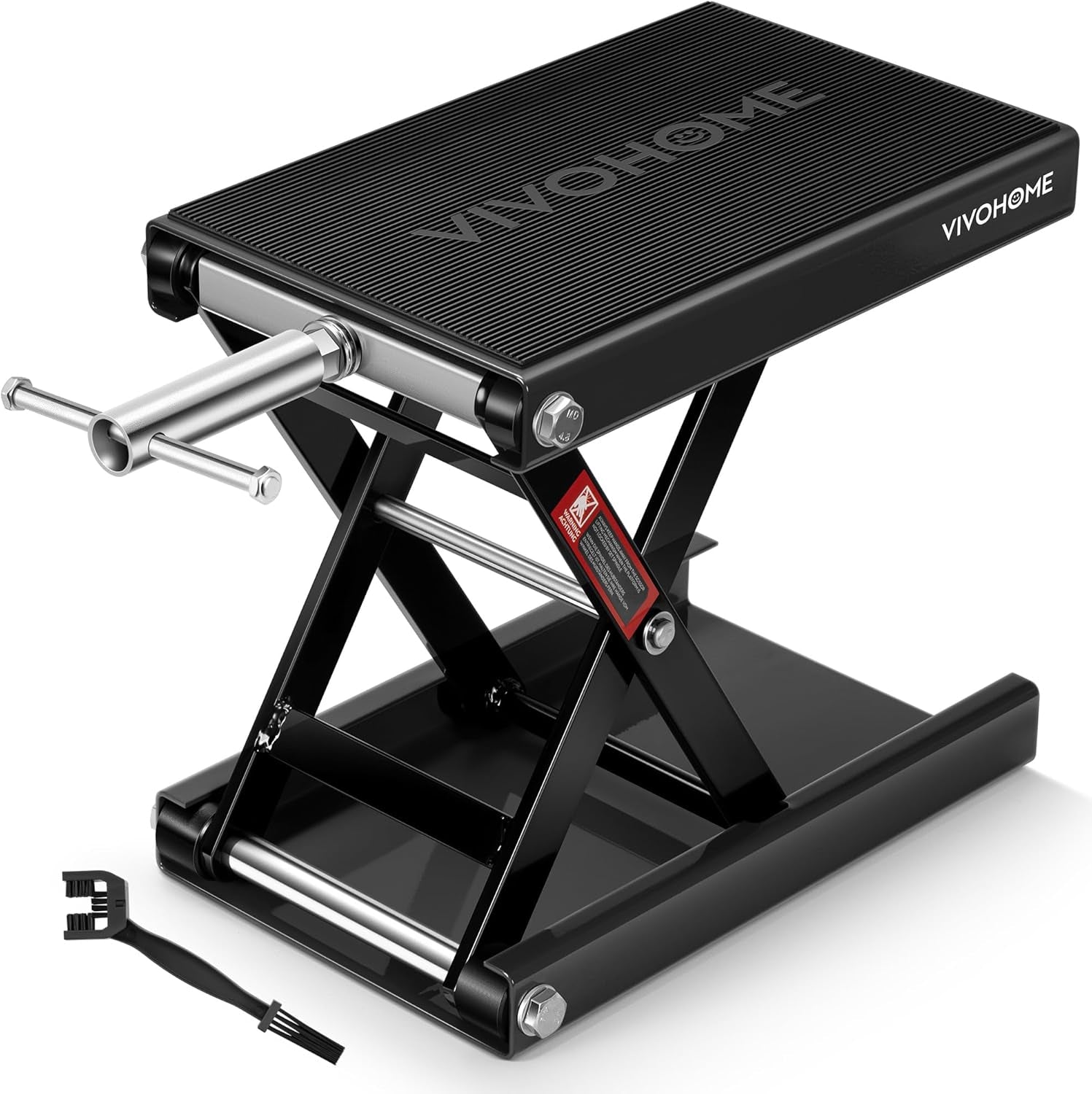 VIVOHOME 1100 LBS Motorcycle Lift Scissor Jack, Wide Deck Hoist Stand, Height Adjustable Center Stand with Crank, Steel Lift for Cruiser, Dirt Bike, ATV - Red