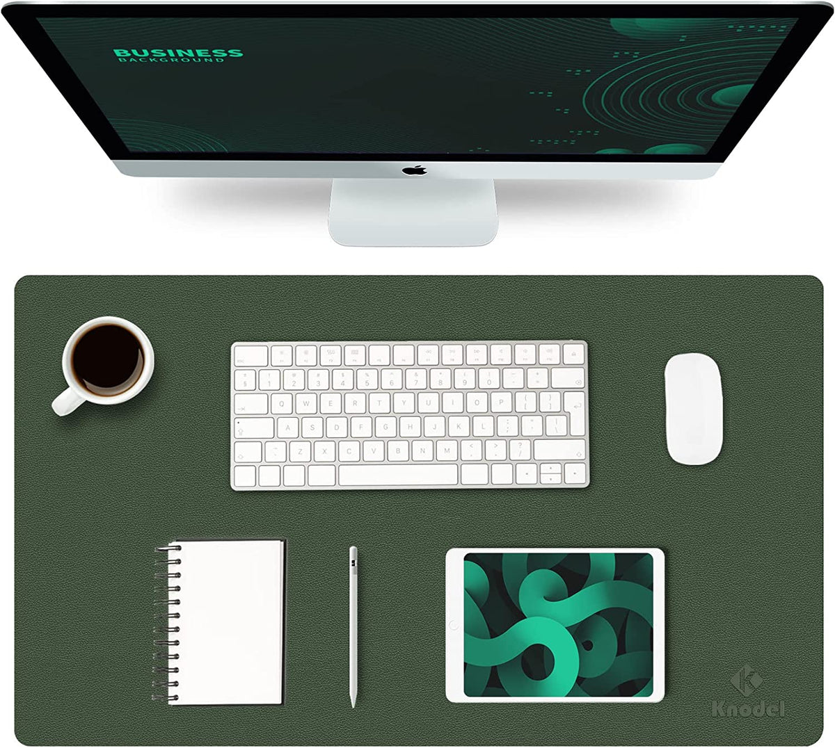 K KNODEL Large Office Leather Desk Mat, Mouse and Keyboard Pad, Computer and Laptop Mat, Desktop Protector and Cover, Writing Pad and Blotter (31.5"X15.7", White)