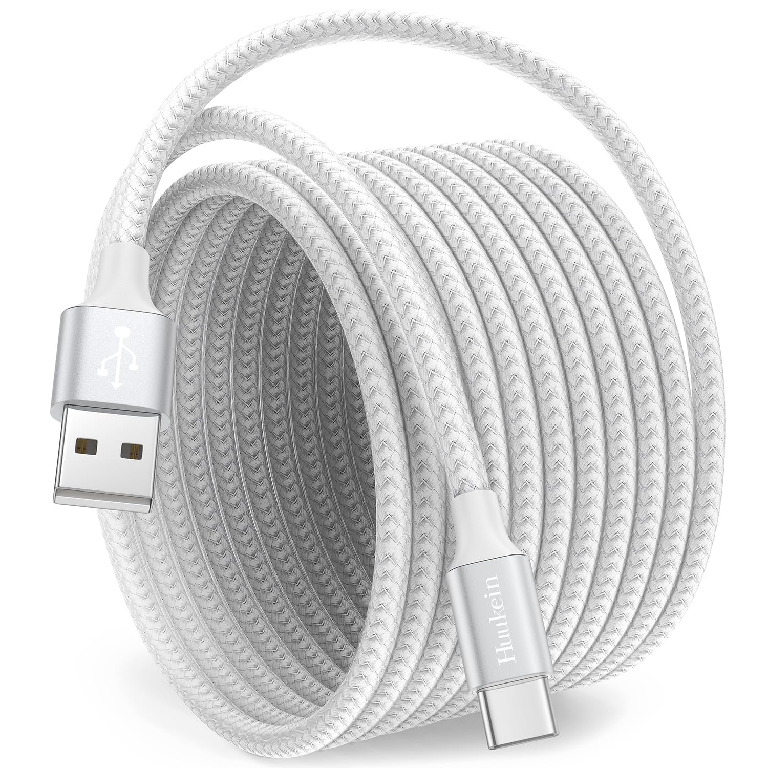 Huukein Short USB C Cable 1Ft, 2 Pack USB a to USB C Carplay Cable for Iphone 17 Air 16 15 Pro Max Plus, Short USBC Car Charger Cord, White