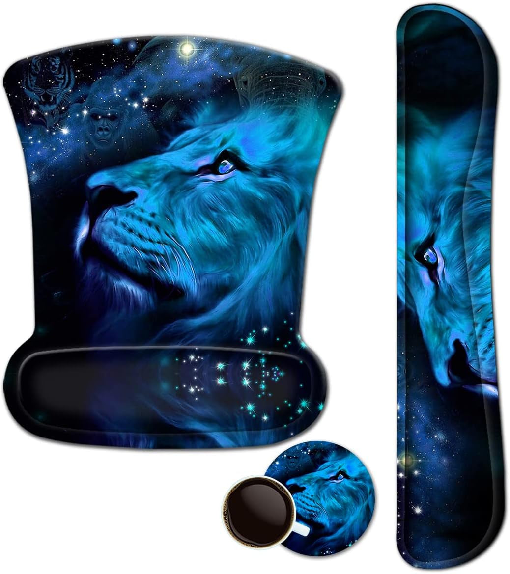 Mouse Pad with Wrist Support and Keyboard Wrist Rest Pad Set,Ergonomic Mouse Pads for Computers Laptop,Non-Slip Comfortable Mousepad W/Raised Memory Foam for Easy Typing & Pain Relief (Starry Night)
