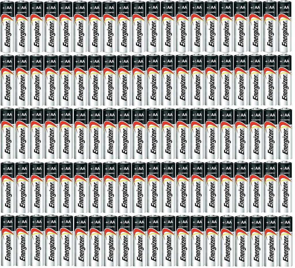 Energizer AA Max Alkaline E91 Batteries Made in USA - Expiration 12/2024 or Later - 100 Count