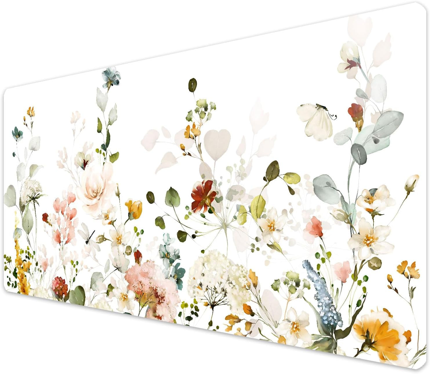 French KOKO Large Mouse Pad Desk Mat 15" X 30" – Extended Floral Desk Protector for Keyboard & Mouse – Non-Slip Waterproof Cute Office Pad Aesthetic Workstation Mat