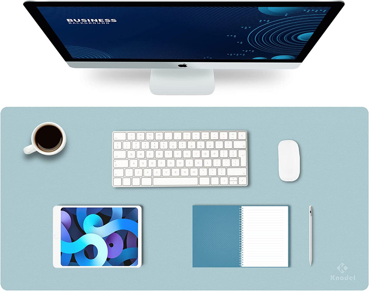 K KNODEL Large Office Leather Desk Mat, Mouse and Keyboard Pad, Computer and Laptop Mat, Desktop Protector and Cover, Writing Pad and Blotter (31.5"X15.7", White)