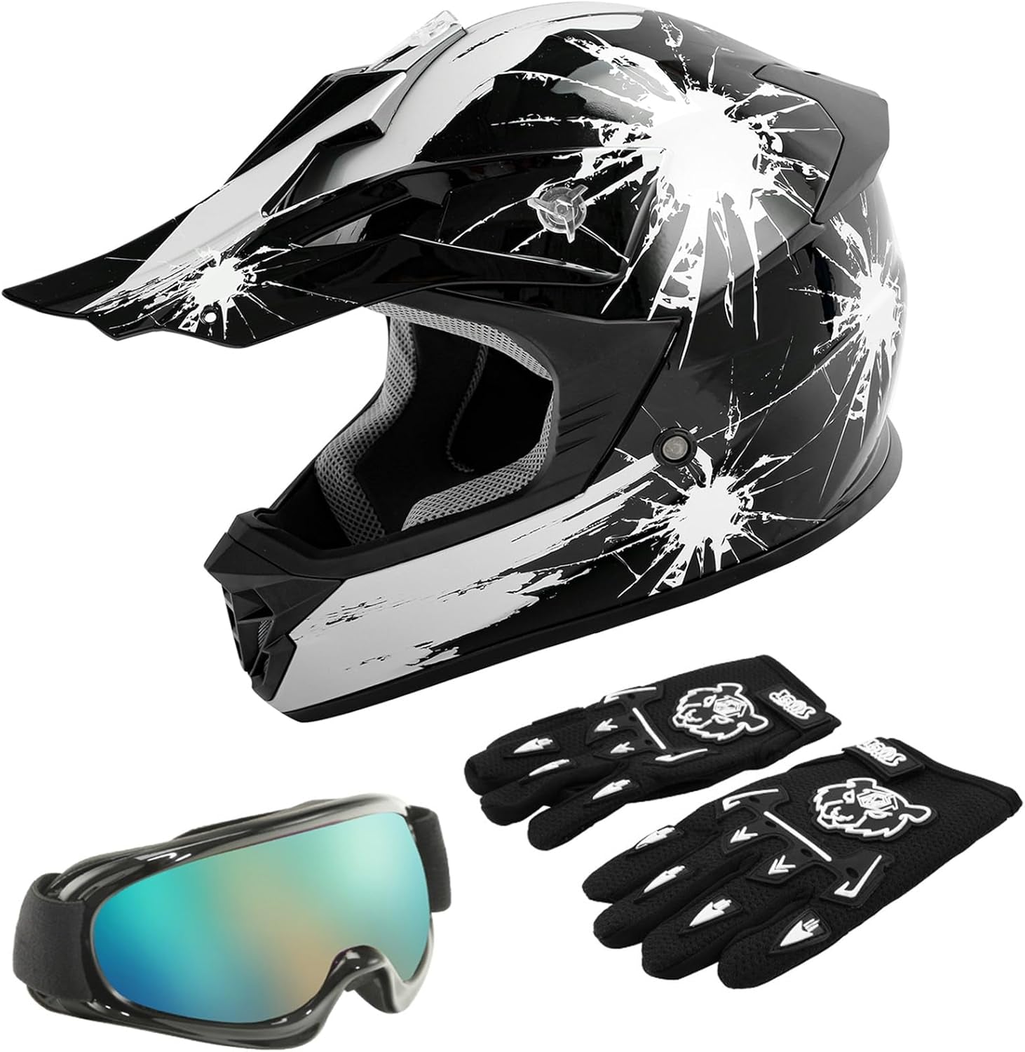 TCT-MOTORPARTS DOT Youth Kids Dirt Bike Full Face Helmets Motocross ATV Offroad Four Wheeler Helmet Pink Butterfly Medium Size