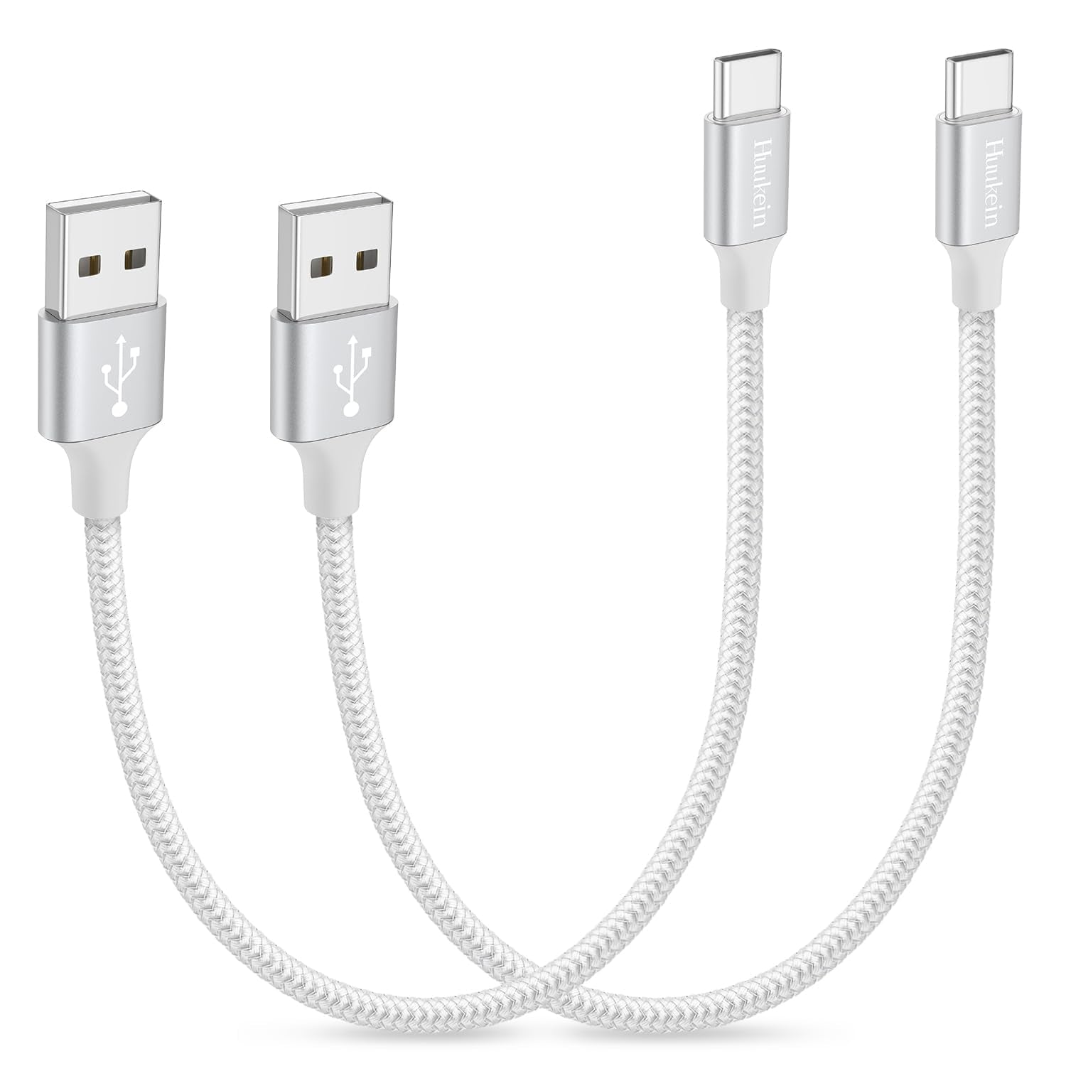 Huukein Short USB C Cable 1Ft, 2 Pack USB a to USB C Carplay Cable for Iphone 17 Air 16 15 Pro Max Plus, Short USBC Car Charger Cord, White