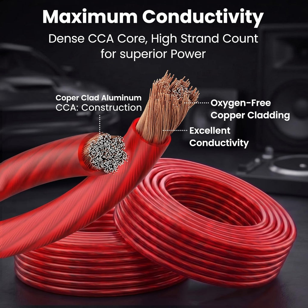 Gearit 1/0 Gauge Wire 25 Ft Red, 0 AWG CCA Battery Cable Power/Ground Wire for Car Audio, Amplifier, RV Trailer & Automotive Electrical