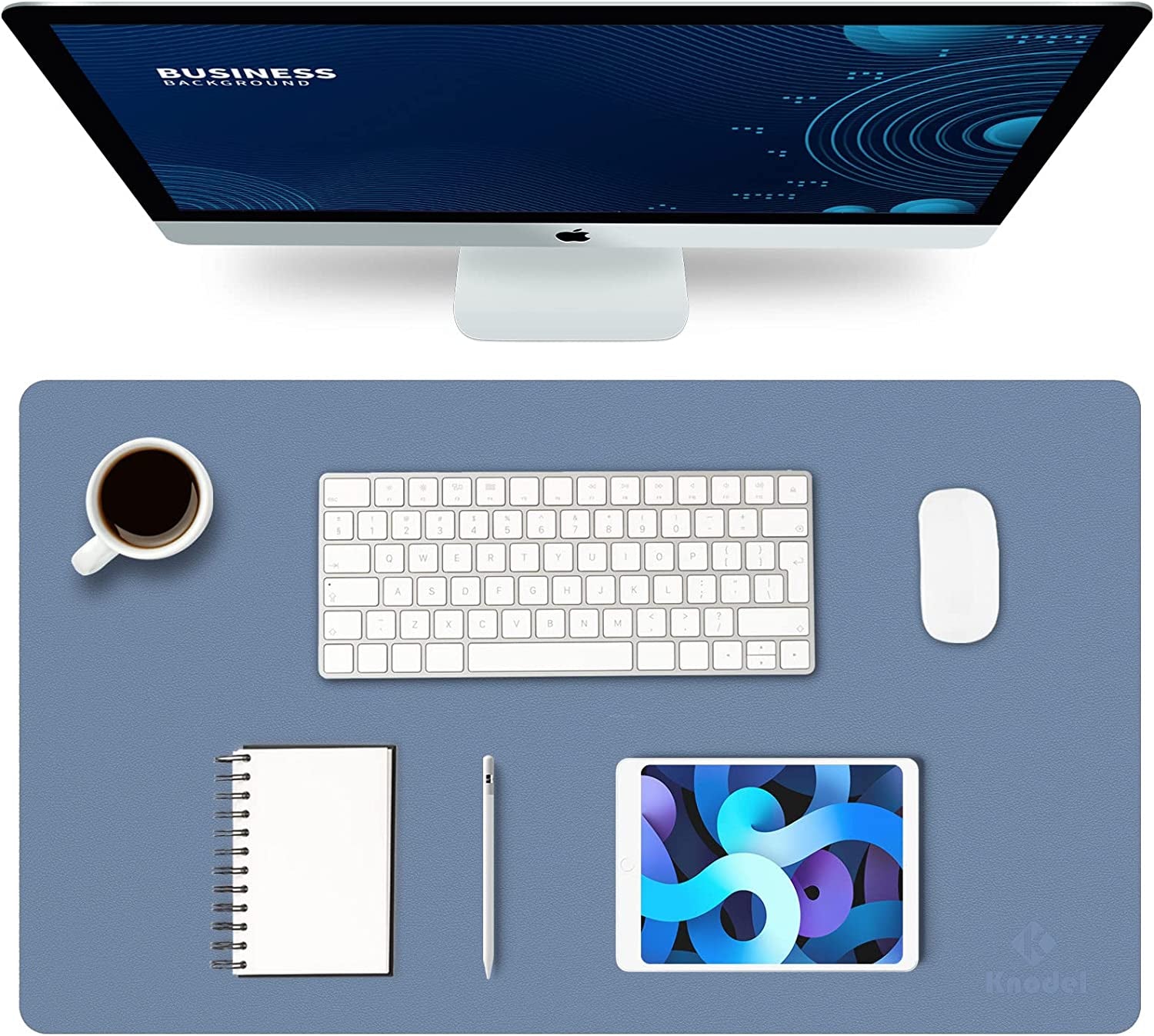 K KNODEL Large Office Leather Desk Mat, Mouse and Keyboard Pad, Computer and Laptop Mat, Desktop Protector and Cover, Writing Pad and Blotter (31.5"X15.7", White)