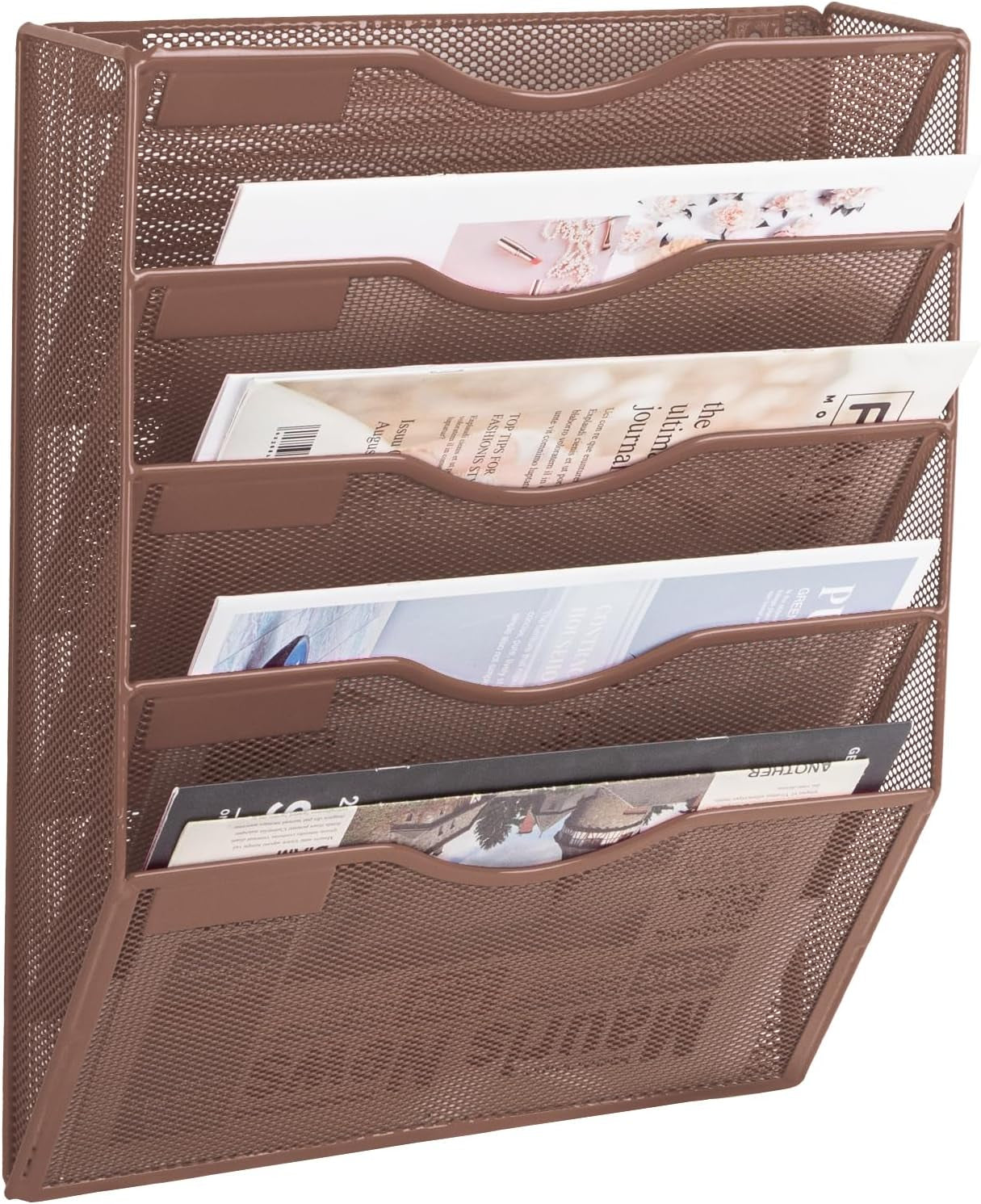 EASEPRES 8 Pocket Mesh Hanging Wall File Organizer, Wall Mounted Mail Paper Document Folder Holder, Clipboard Storage Organization Magazine Rack with Nametag Label for Office Home School, Black