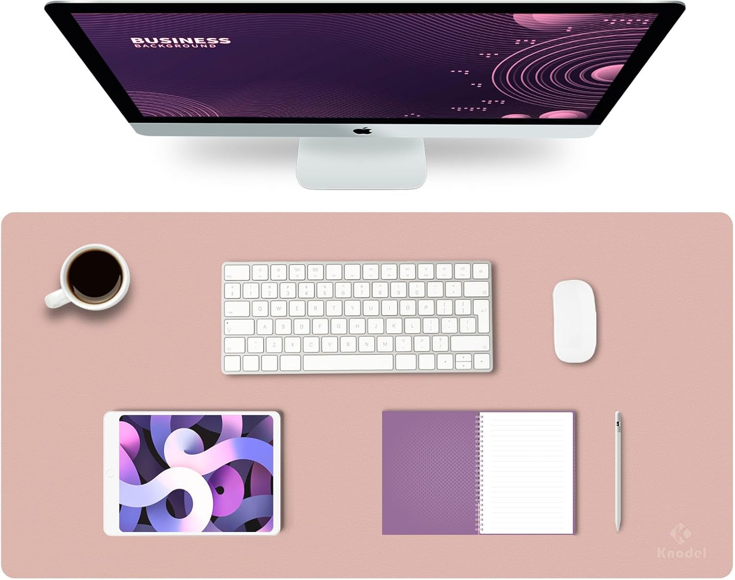 K KNODEL Large Office Leather Desk Mat, Mouse and Keyboard Pad, Computer and Laptop Mat, Desktop Protector and Cover, Writing Pad and Blotter (31.5"X15.7", White)