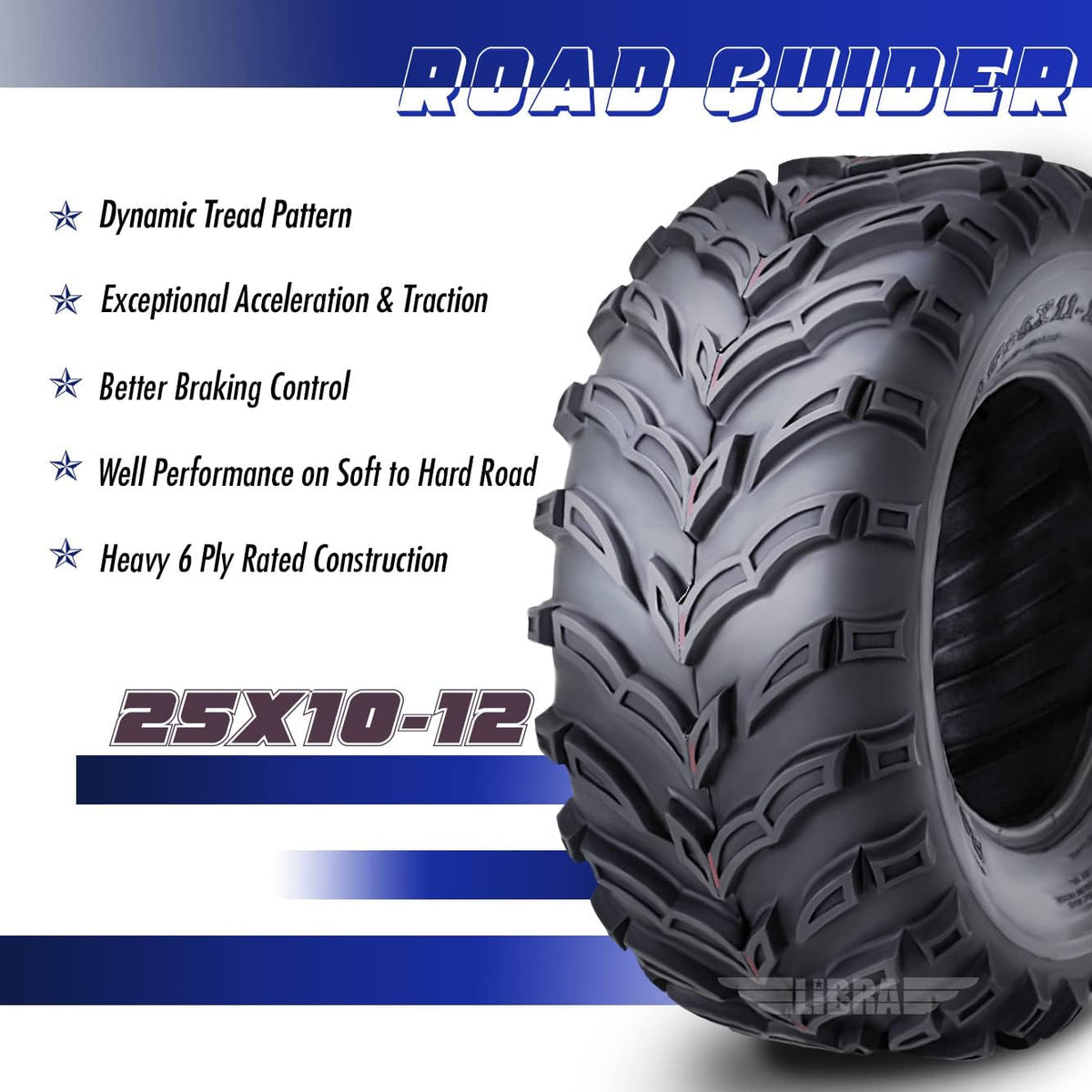 ROADGUIDER ATV/UTV Tires 25X10-12 25X10X12 6PR- Set 2-10273