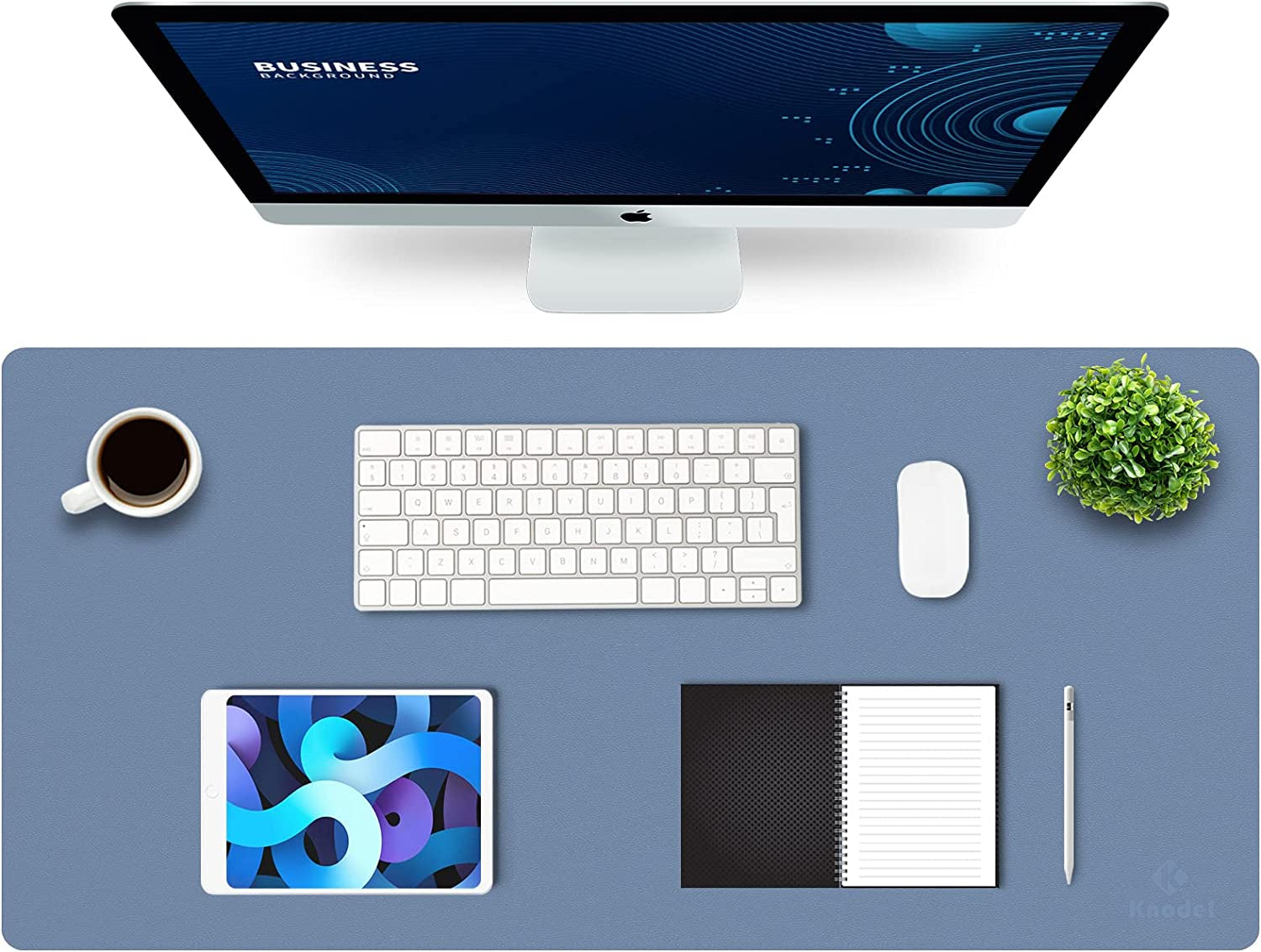 K KNODEL Large Office Leather Desk Mat, Mouse and Keyboard Pad, Computer and Laptop Mat, Desktop Protector and Cover, Writing Pad and Blotter (31.5"X15.7", White)