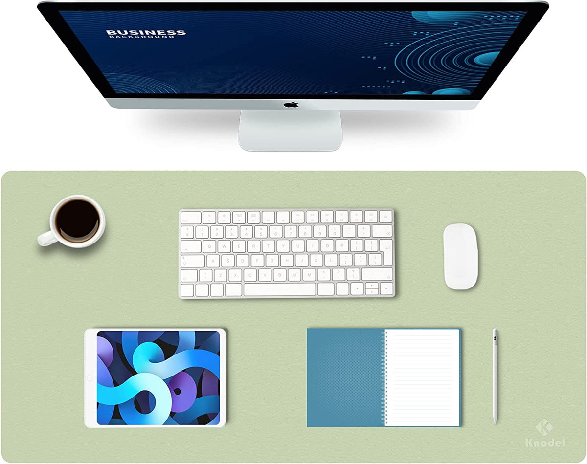 K KNODEL Large Office Leather Desk Mat, Mouse and Keyboard Pad, Computer and Laptop Mat, Desktop Protector and Cover, Writing Pad and Blotter (31.5"X15.7", White)