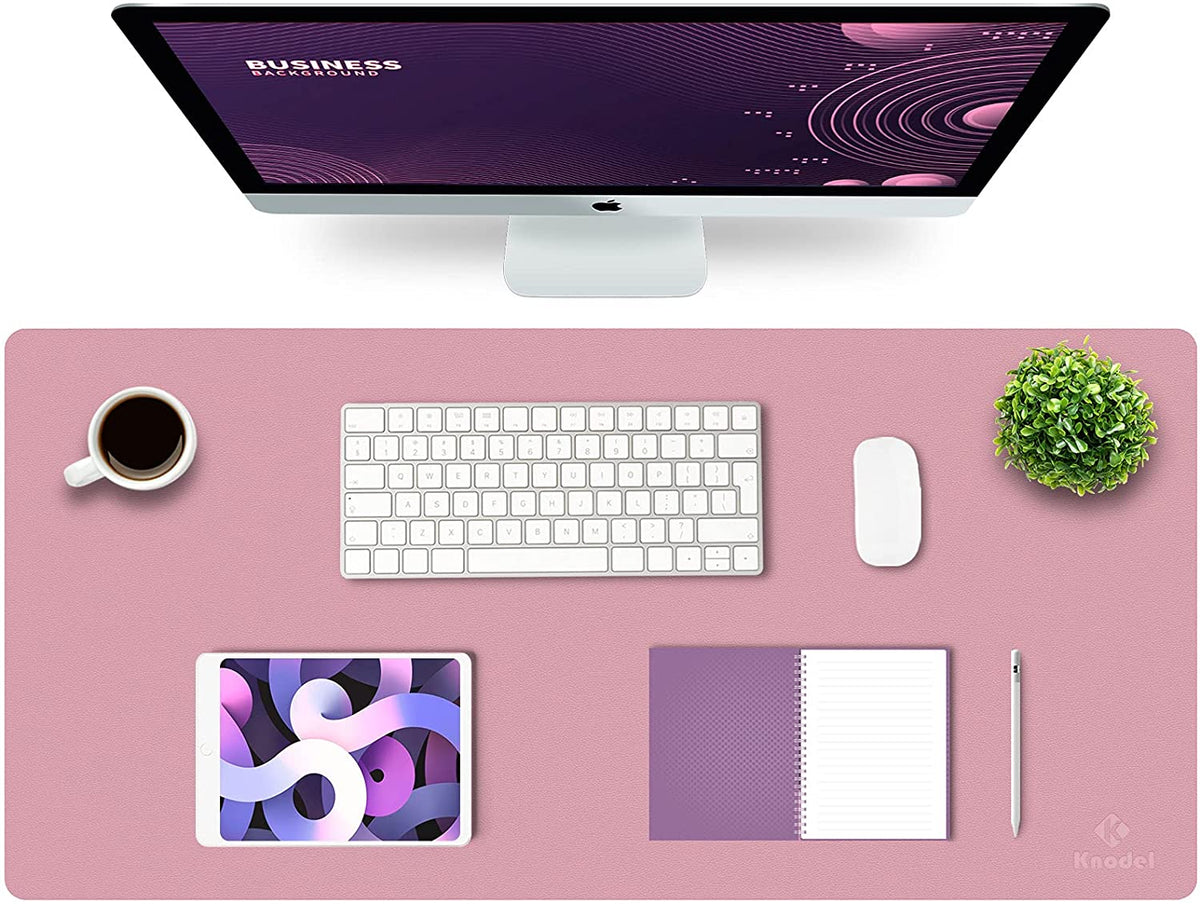 K KNODEL Large Office Leather Desk Mat, Mouse and Keyboard Pad, Computer and Laptop Mat, Desktop Protector and Cover, Writing Pad and Blotter (31.5"X15.7", White)
