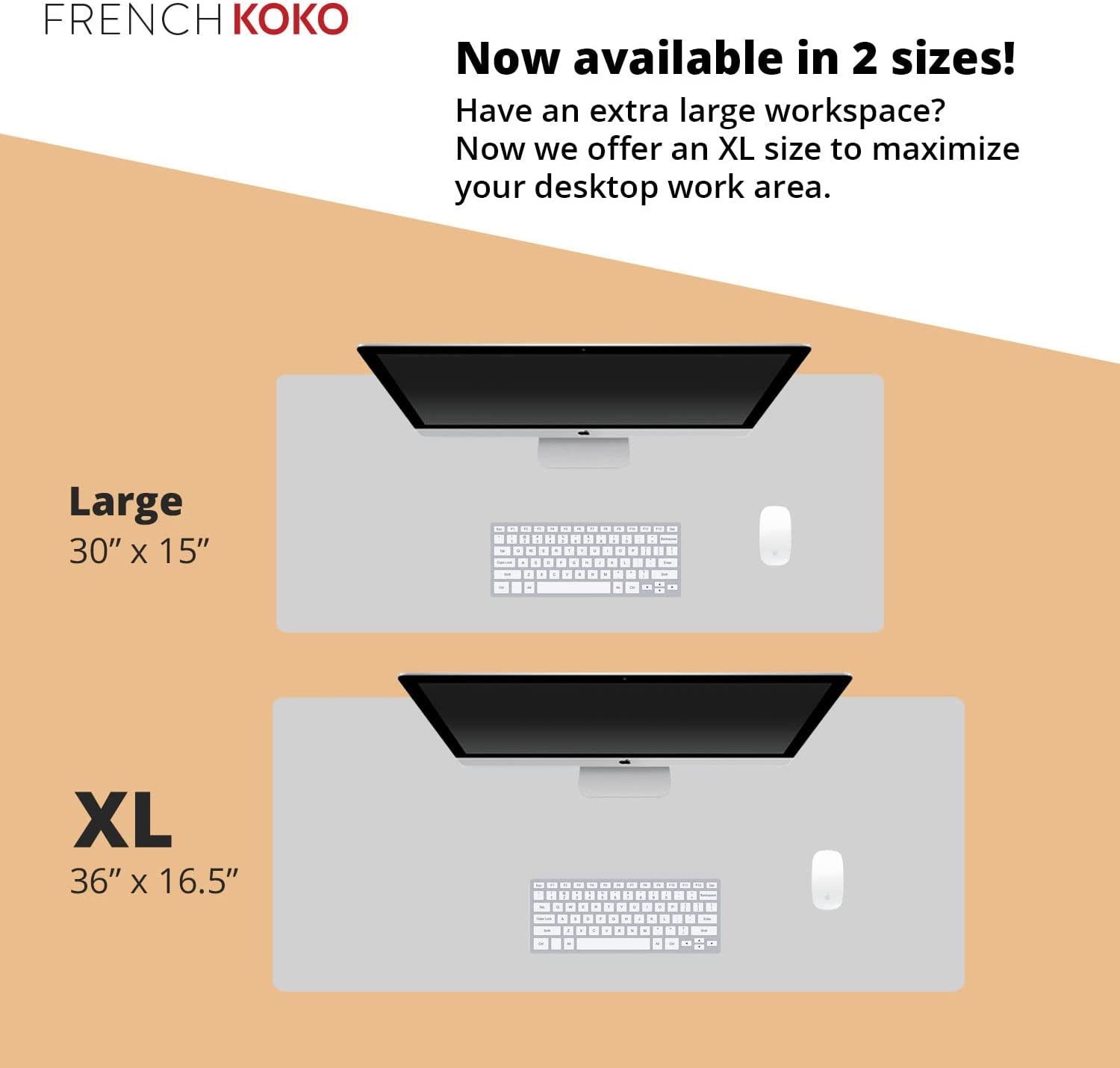 French KOKO Large Mouse Pad Desk Mat 15" X 30" – Extended Floral Desk Protector for Keyboard & Mouse – Non-Slip Waterproof Cute Office Pad Aesthetic Workstation Mat