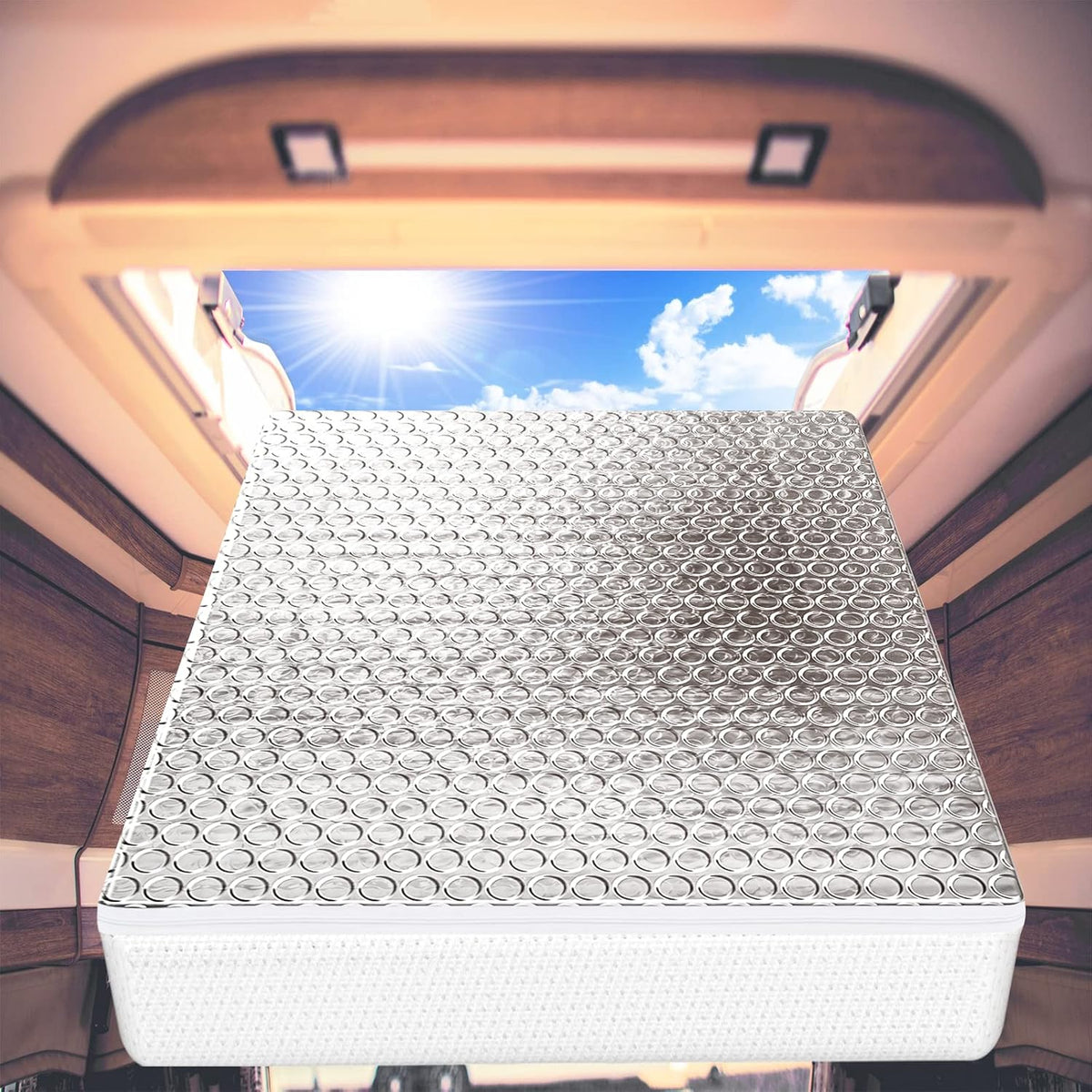 SIKADEER RV Vent Insulator 14″X14″X3″, 2 Piece Universal RV Skylight Cover with Reflective Surface, Skylight Shade Energy Savings Sunroof Fits for 14 Inch X 14 Inch Rv/Camper Vents