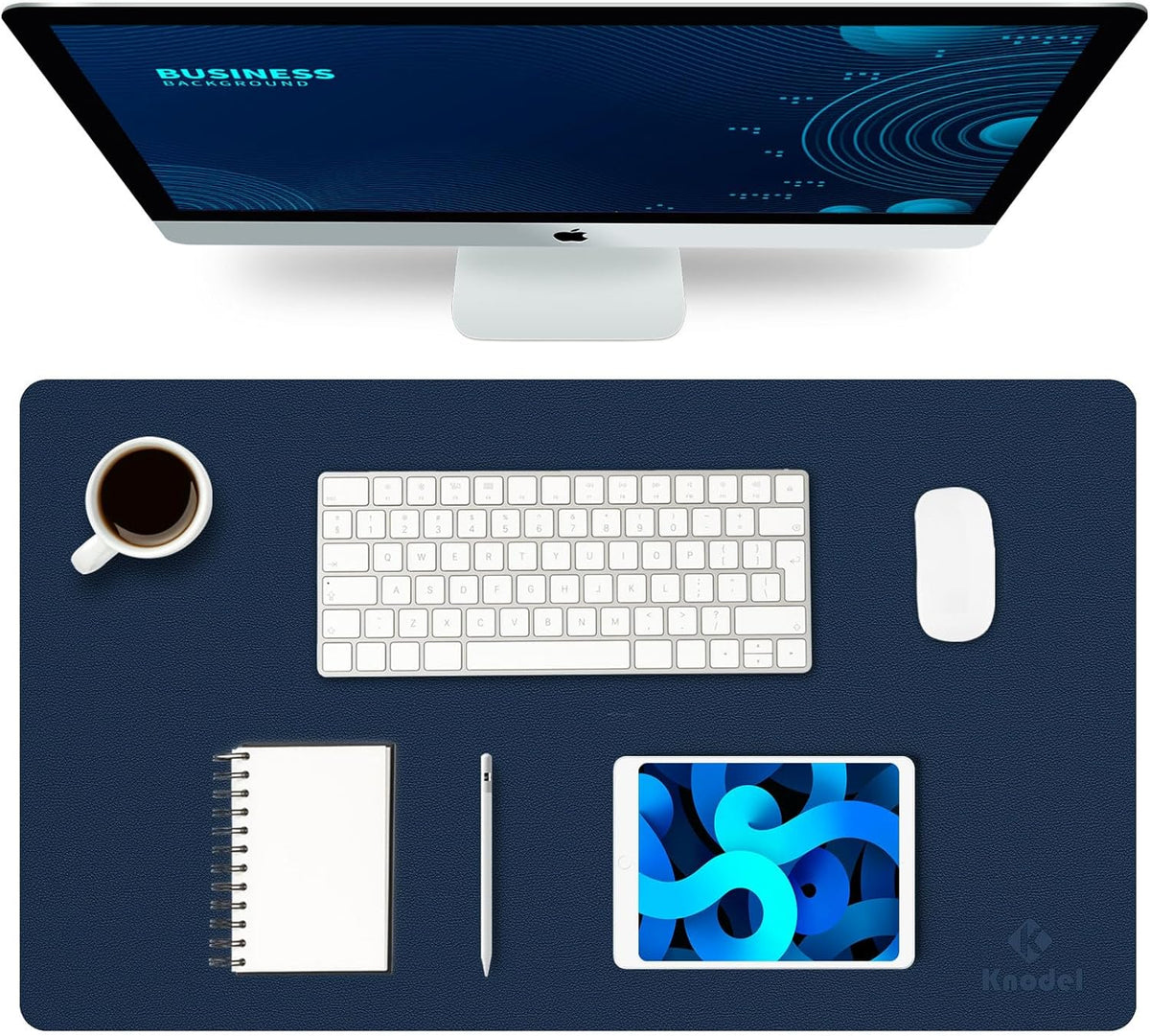 K KNODEL Large Office Leather Desk Mat, Mouse and Keyboard Pad, Computer and Laptop Mat, Desktop Protector and Cover, Writing Pad and Blotter (31.5"X15.7", White)