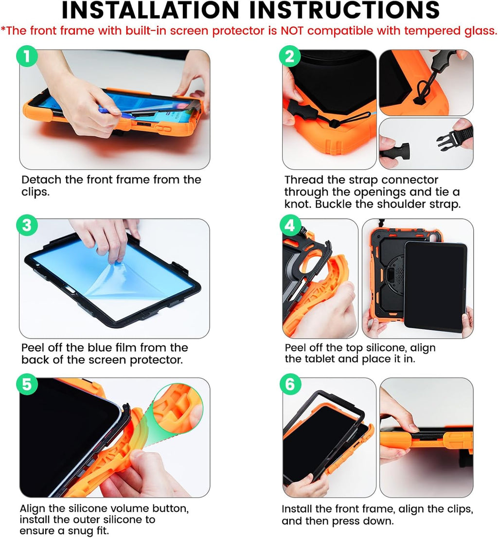 SEYMAC for Ipad 9Th/8Th/7Th Generation Case 10.2" 2021-2019, Full-Body Shockproof Heavy Duty Protective Case with Screen Protector, Rotating Stand/Handle/Shoulder Strap for Ipad 10.2, Black/Blue
