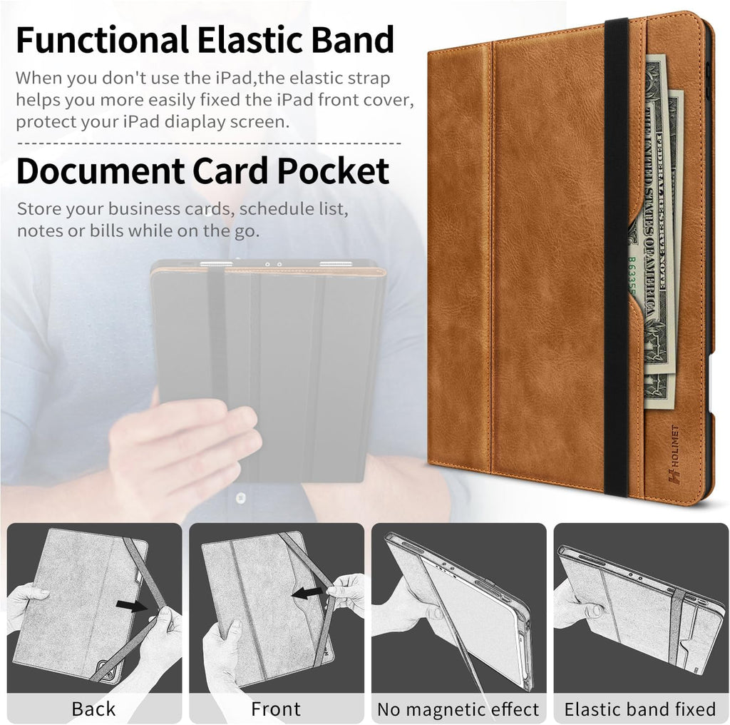H HOLIMET Case for Ipad Pro 12.9 2022 6Th/5Th/4Th/3Rd Generation 2021 2020 2018 with Pencil Holder Pocket Soft TPU Back Shockproof, Auto Sleep/Wake, Vegan Leather