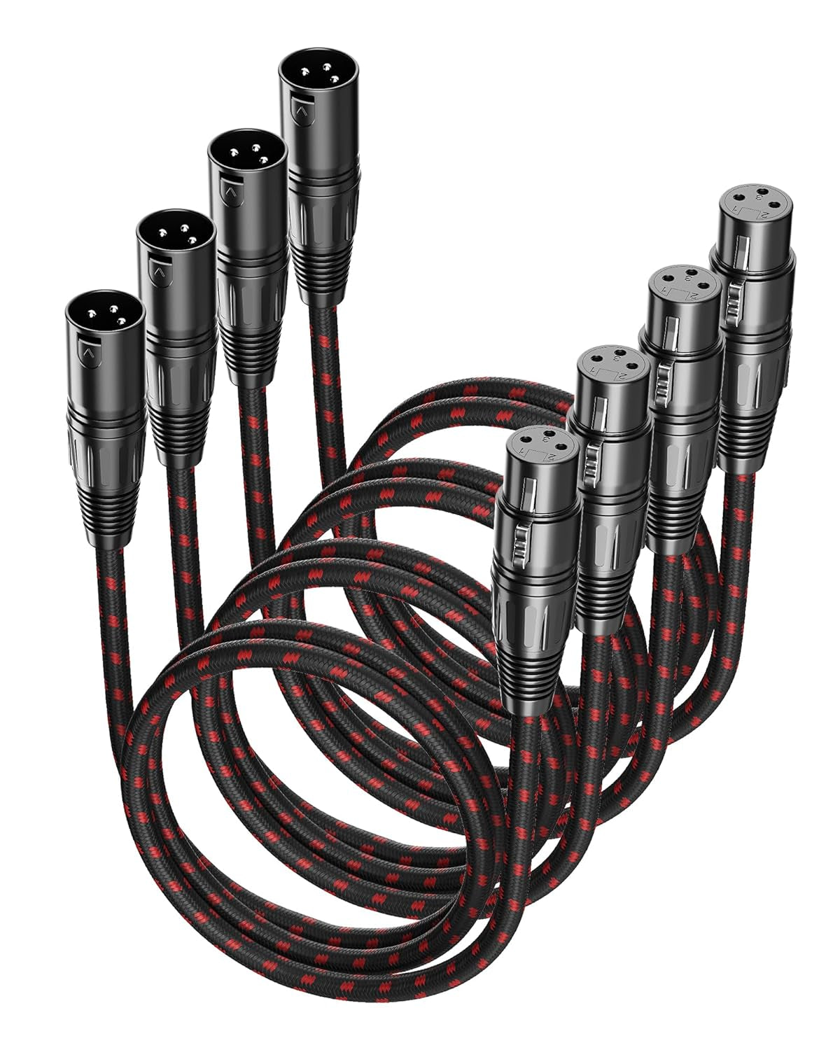 XLR Cables, 3Ft 2 Pack Microphone Cable, XLR Male to Female Balanced Microphone Cord 3 Pin, 3 Foot Short Mic Cord Oxygen-Free Copper (OFC) Nylon Braided
