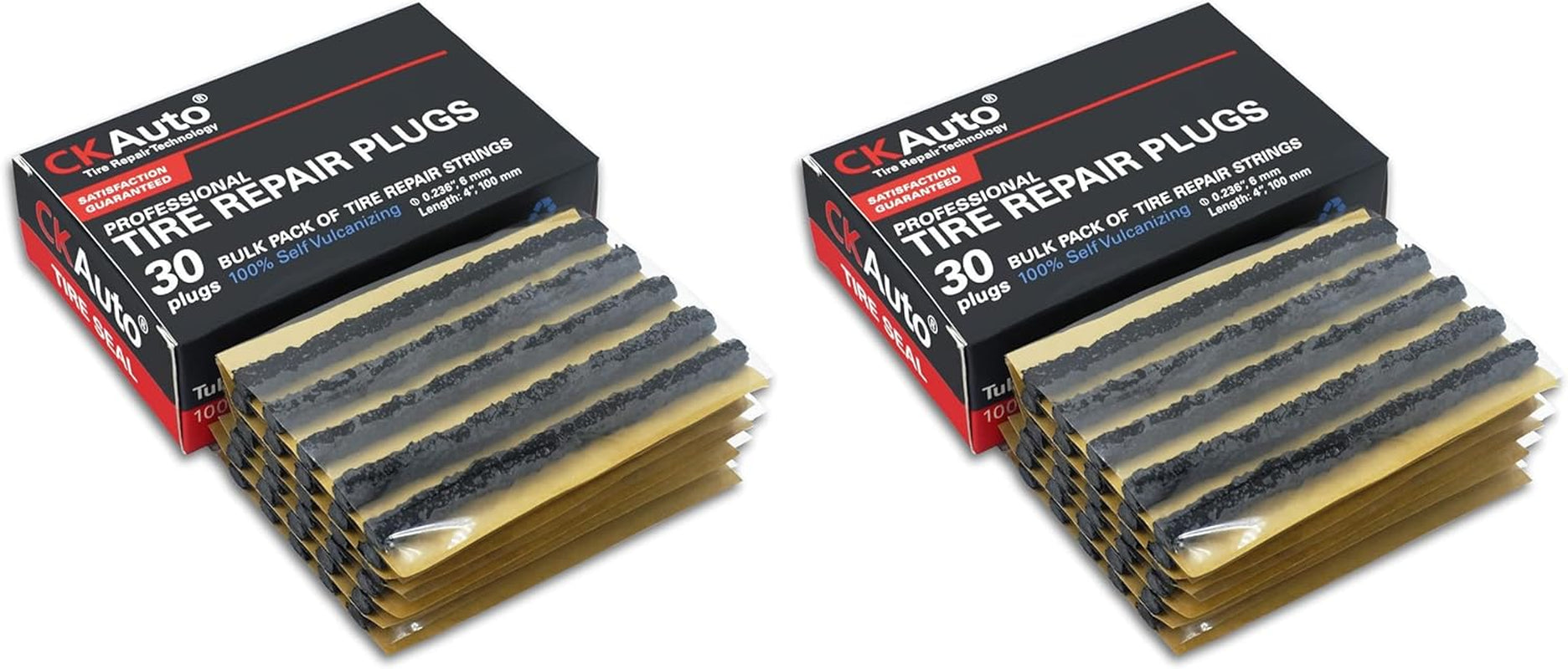 Ckauto 60Pcs 4" Black Tire Repair Strings, Automotive Tool Tire Repair Plugs for Tubeless Off-Road Tires Car, Bike, ATV, UTV, Wheelbarrow, Mower