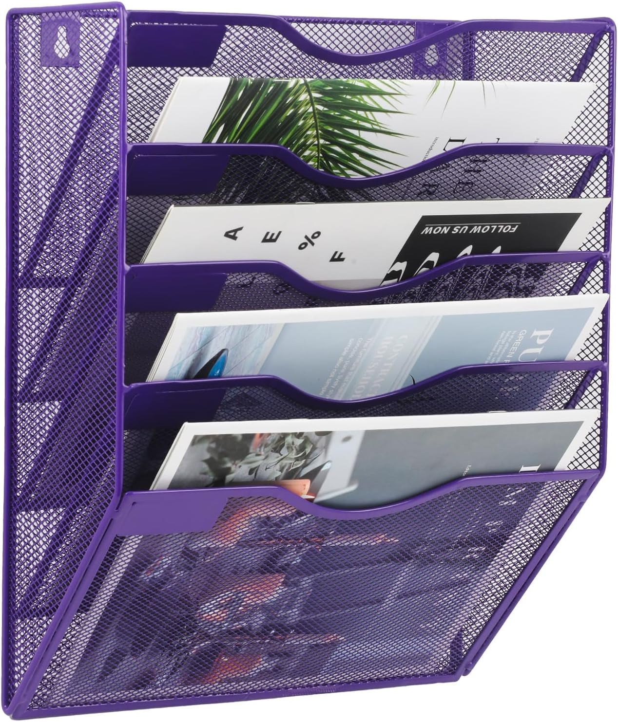 EASEPRES 8 Pocket Mesh Hanging Wall File Organizer, Wall Mounted Mail Paper Document Folder Holder, Clipboard Storage Organization Magazine Rack with Nametag Label for Office Home School, Black