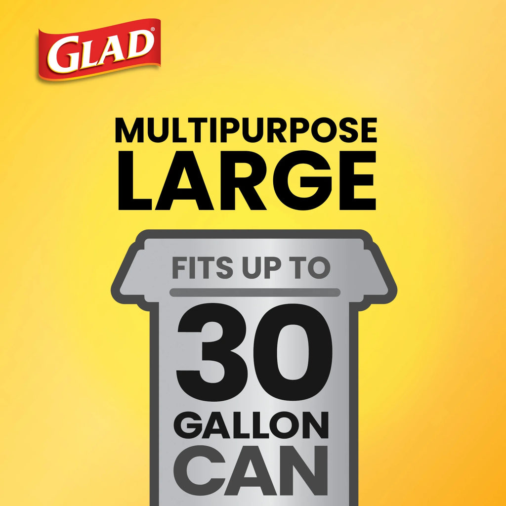 30-Gallon Quick Tie Extra Strong Heavy Duty Large Trash Bags, 40 Bags