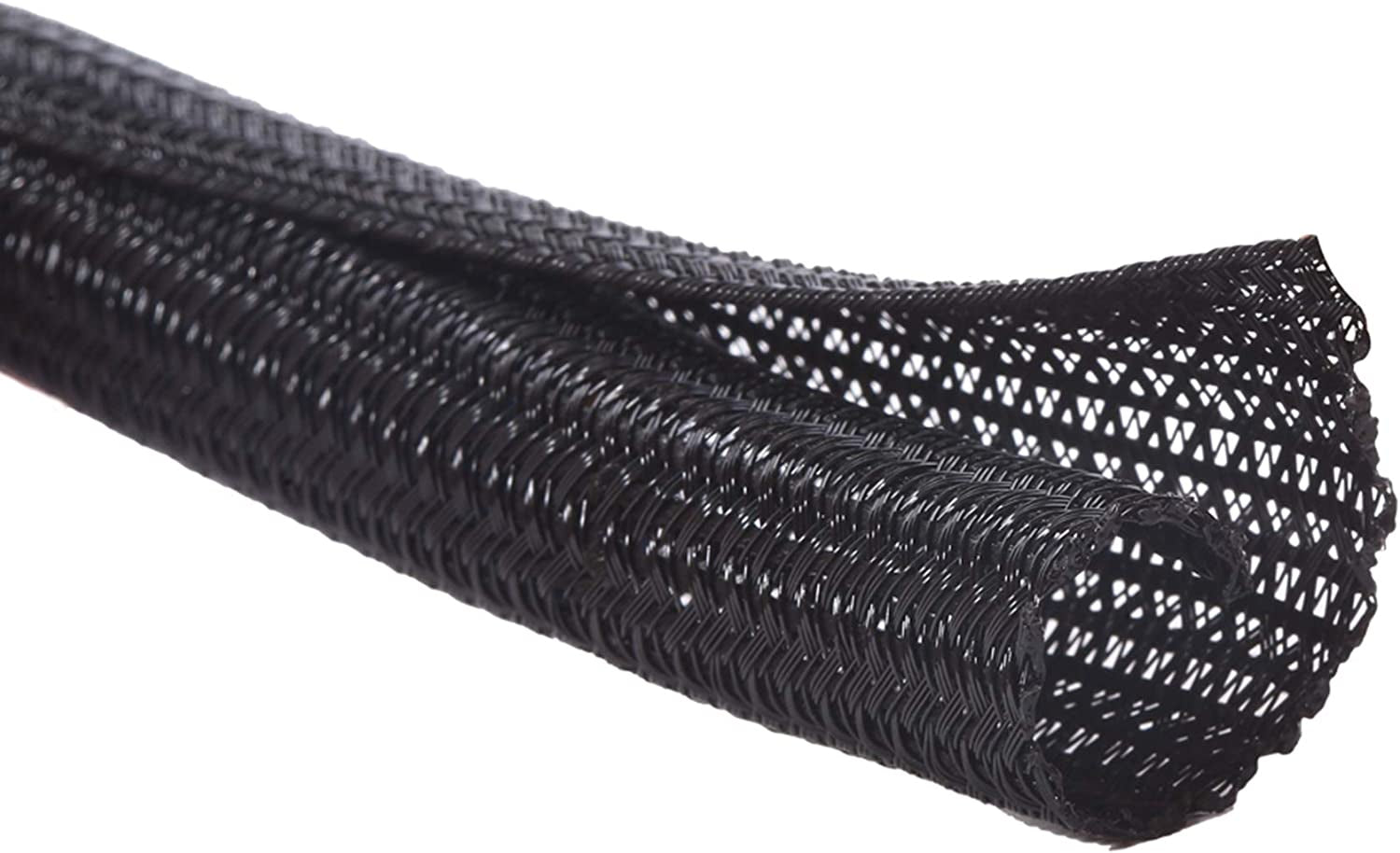 Alex Tech 10Ft - 3/8 Inch Cord Protector Wire Loom Tubing Cable Sleeve Split Sleeving for USB Cable Power Cord Audio Video Cable – Protect Cat from Chewing Cords - Black