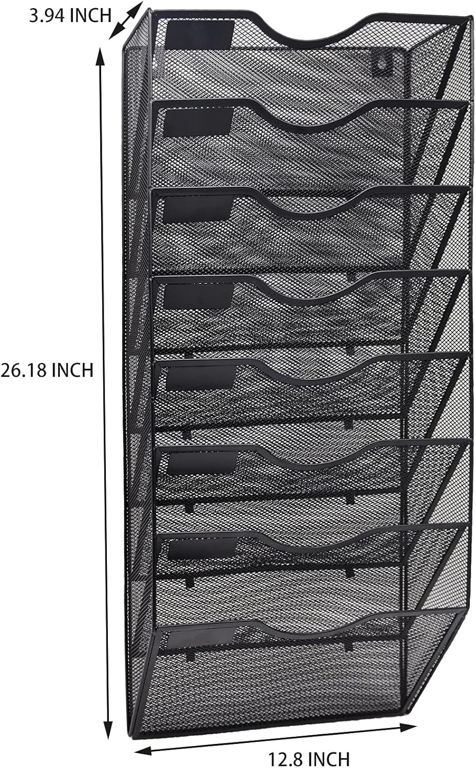 EASEPRES 8 Pocket Mesh Hanging Wall File Organizer, Wall Mounted Mail Paper Document Folder Holder, Clipboard Storage Organization Magazine Rack with Nametag Label for Office Home School, Black