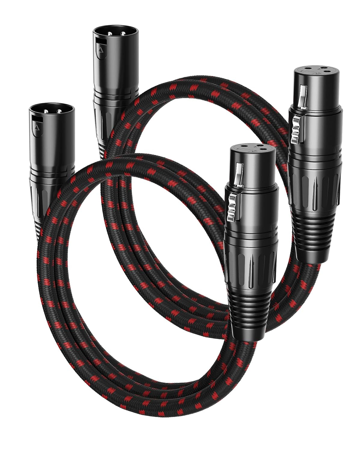 XLR Cables, 3Ft 2 Pack Microphone Cable, XLR Male to Female Balanced Microphone Cord 3 Pin, 3 Foot Short Mic Cord Oxygen-Free Copper (OFC) Nylon Braided