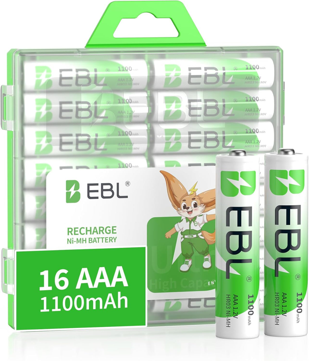 EBL AA Rechargeable Batteries 2800Mah 4 Pack and AAA Rechargeable Batteries 1100Mah 4 Pack, 1.2V Ni-Mh AA AAA Batteries Combo